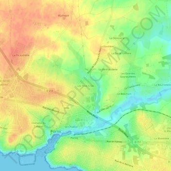 Mapa topográfico Les Trois Croix, altitud, relieve
