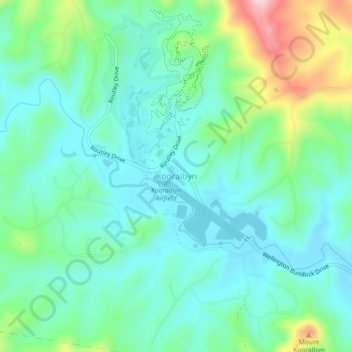 Mapa topográfico Kooralbyn, altitud, relieve