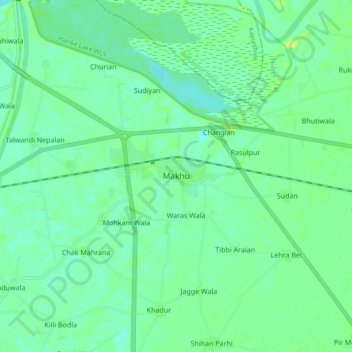 Mapa topográfico Makhu, altitud, relieve