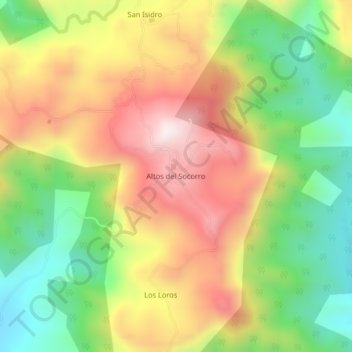Mapa topográfico Altos del Socorro, altitud, relieve