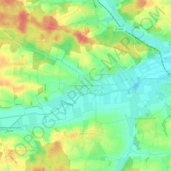 Mapa topográfico Unterweikertshofen, altitud, relieve