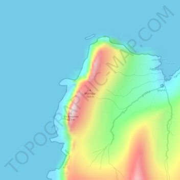 Mapa topográfico Mýlingur, altitud, relieve