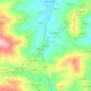 Mapa topográfico Sant'Anna, altitud, relieve
