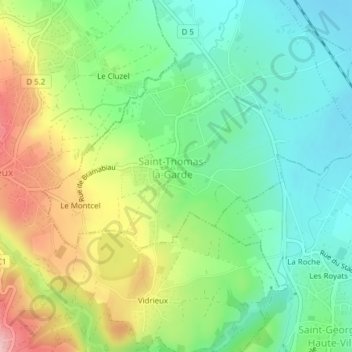 Mapa topográfico Le Bourg, altitud, relieve