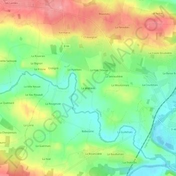 Mapa topográfico La Maltière, altitud, relieve