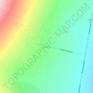 Mapa topográfico Anjullón, altitud, relieve