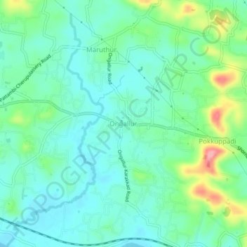 Mapa topográfico Ongallur, altitud, relieve