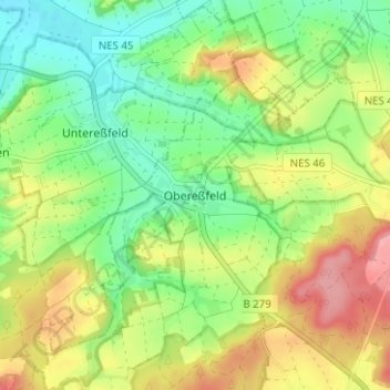 Mapa topográfico Obereßfeld, altitud, relieve