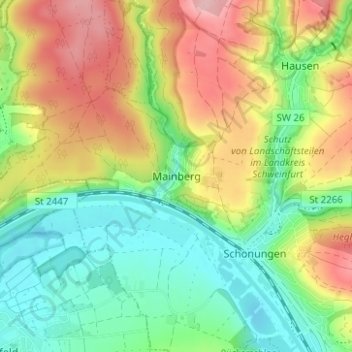 Mapa topográfico Mainberg, altitud, relieve