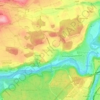 Mapa topográfico Herrenschwanden, altitud, relieve