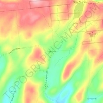 Mapa topográfico Gothicville, altitud, relieve