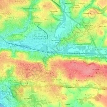 Mapa topográfico L'Eau Blanche, altitud, relieve