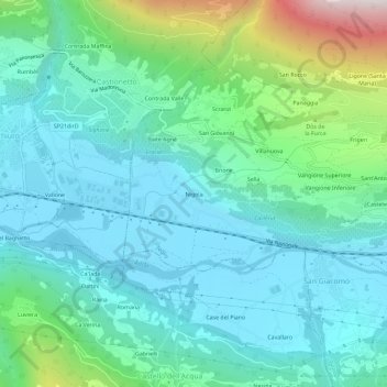 Mapa topográfico Nigola, altitud, relieve