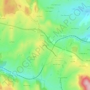 Mapa topográfico Gathelière, altitud, relieve