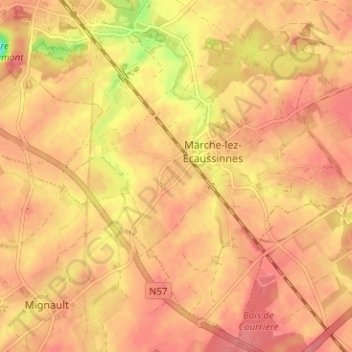 Mapa topográfico Cité Pro-Déo, altitud, relieve
