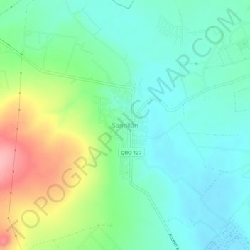 Mapa topográfico Santillán, altitud, relieve