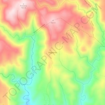 Mapa topográfico Felgueiras, altitud, relieve