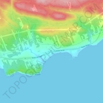Mapa topográfico Gascons, altitud, relieve