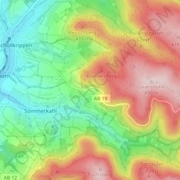 Mapa topográfico Vormwald, altitud, relieve