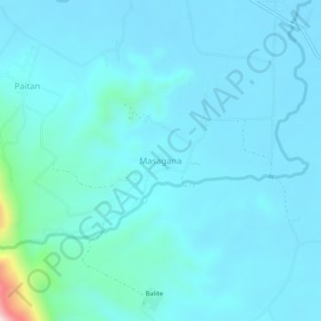 Mapa topográfico Masagana, altitud, relieve