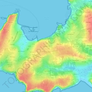 Mapa topográfico Keraudren, altitud, relieve