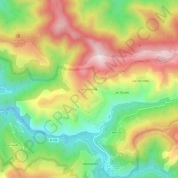 Mapa topográfico La Grandville, altitud, relieve