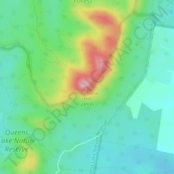 Mapa topográfico Jolly Nose Hill, altitud, relieve