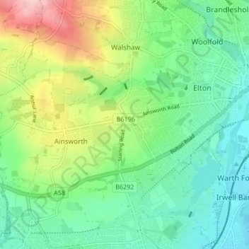 Mapa topográfico Starling, altitud, relieve