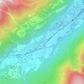 Mapa topográfico Monclassico, altitud, relieve
