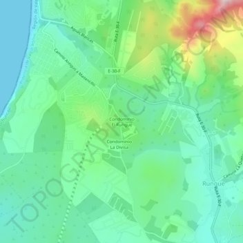 Mapa topográfico Condominio El Rungue, altitud, relieve