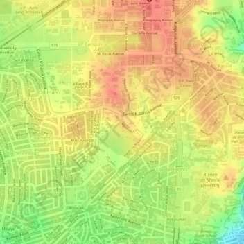 Mapa topográfico Purok Aguinaldo, altitud, relieve