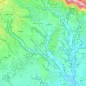 Mapa topográfico Ossola, altitud, relieve