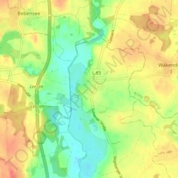 Mapa topográfico Sühlen, altitud, relieve