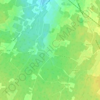Mapa topográfico Plassan, altitud, relieve