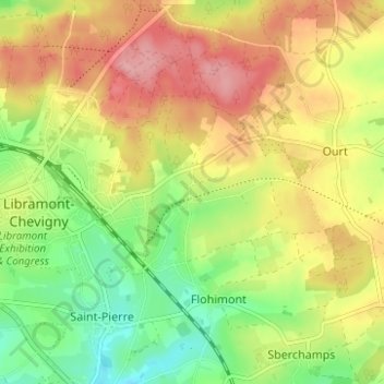 Mapa topográfico Presseux, altitud, relieve