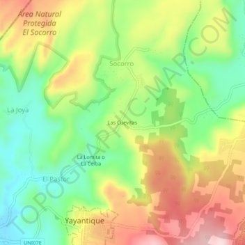 Mapa topográfico Las Cuevitas, altitud, relieve