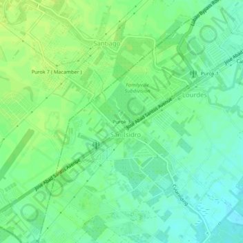 Mapa topográfico Purok 3, altitud, relieve