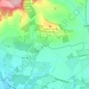 Mapa topográfico West Stoke, altitud, relieve