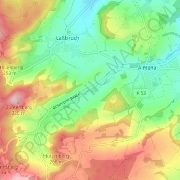 Mapa topográfico Malmershaupt, altitud, relieve