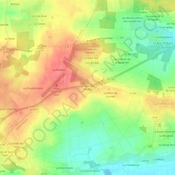 Mapa topográfico Le Patis des Mules, altitud, relieve