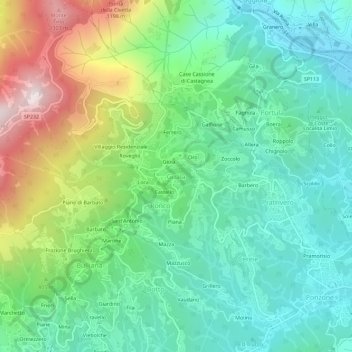 Mapa topográfico Guala, altitud, relieve