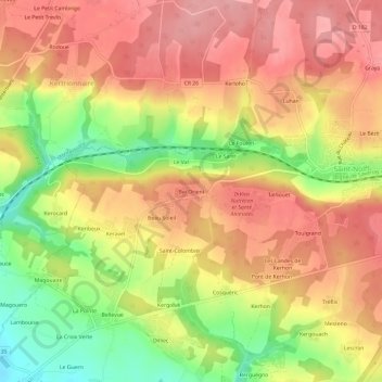 Mapa topográfico Bel Orient, altitud, relieve