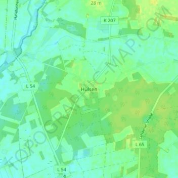 Mapa topográfico Hülsen, altitud, relieve