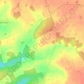 Mapa topográfico Chantegeay, altitud, relieve