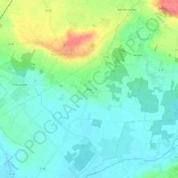 Mapa topográfico Silly, altitud, relieve