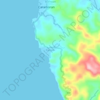 Mapa topográfico Dariao, altitud, relieve