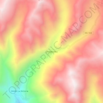 Mapa topográfico Chaupiyacu, altitud, relieve