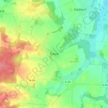 Mapa topográfico Rieste, altitud, relieve