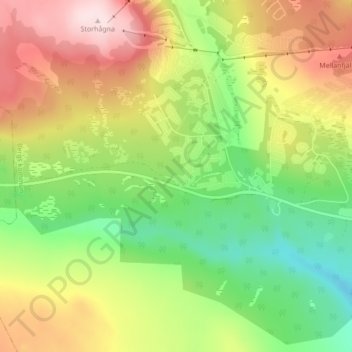 Mapa topográfico Fjällgården, altitud, relieve