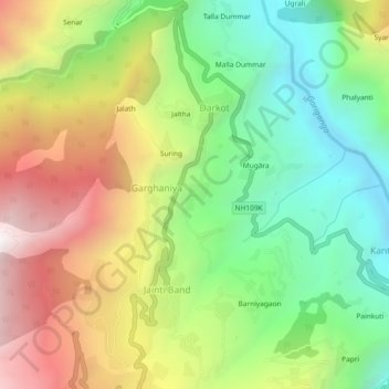 Mapa topográfico Ranti, altitud, relieve